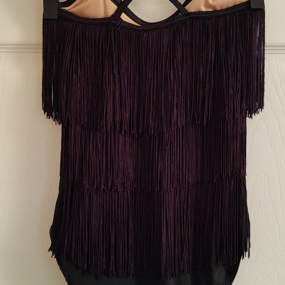GIRLS | Weissman Black Fringe Bodysuit | Child Sz Large 14 - Picture 7 of 8